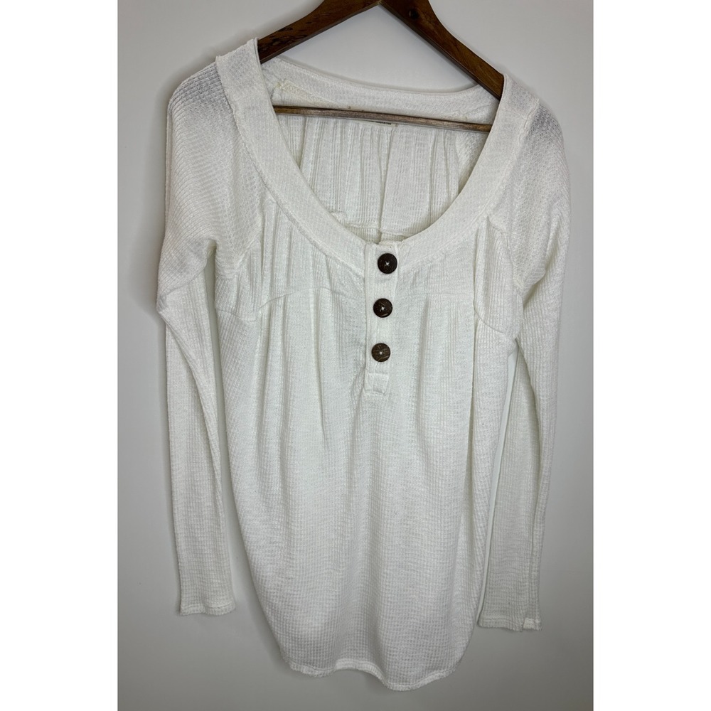 Free People We The Free Must Have Henley Tunic Oversized White Top Small - Picture 2 of 10